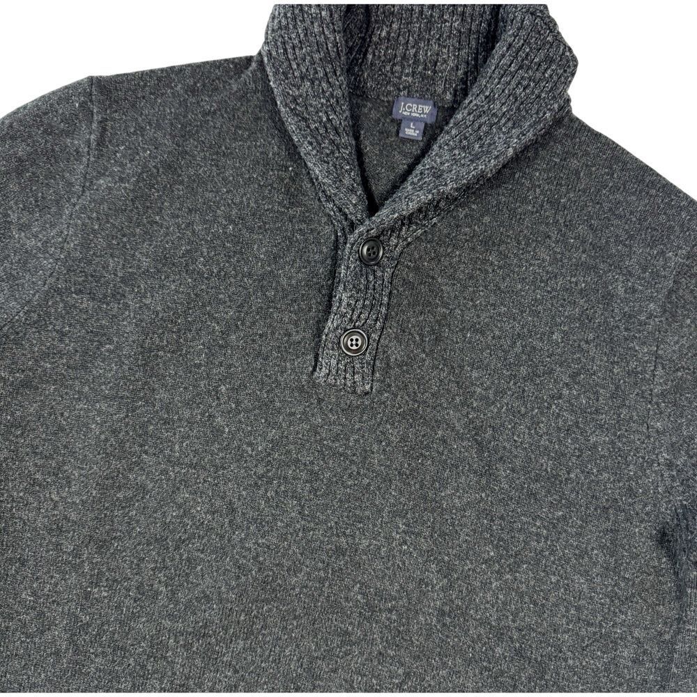 J.Crew Shawl Collar Sweater Men's Large‎ Wool Blend Gray Grandpa Preppy